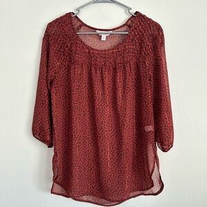 LC Lauren Conrad Top Flowers Shimmer Sheer Size M